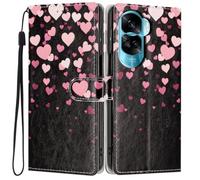 Knoowcase for Honor 90 Lite Case, Shockproof Wallet Pouch for Honor 90 Lite Phone Case with Card Slots PU Leather Bumper Kickstand Full Protective Magnetic Closure Cover, Heart