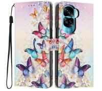 Knoowcase for Honor 90 Lite Case, Shockproof Wallet Pouch for Honor 90 Lite Phone Case with Card Slots PU Leather Bumper Kickstand Full Protective Magnetic Closure Cover, Colorful Butterflies