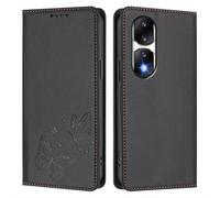 Knoowcase for Honor 90 Pro 5G Case Butterfly Embossed for Honor 90 Pro 5G Phone Case with Card Holder Magnetic Closure Shockproof PU Leather Wallet Kickstand Full Protective Cover, Black