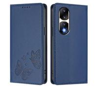 Knoowcase for Honor 90 Pro 5G Case Butterfly Embossed for Honor 90 Pro 5G Phone Case with Card Holder Magnetic Closure Shockproof PU Leather Wallet Kickstand Full Protective Cover, Dark Blue