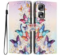 Knoowcase for Honor 90 Pro Case, Shockproof Wallet Pouch for Honor 90 Pro Phone Case with Card Slots PU Leather Bumper Kickstand Full Protective Magnetic Closure Cover, Colorful Butterflies