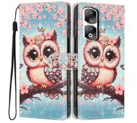 Knoowcase for Honor 90 Pro Case, Shockproof Wallet Pouch for Honor 90 Pro Phone Case with Card Slots PU Leather Bumper Kickstand Full Protective Magnetic Closure Cover, Owl