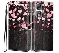 Knoowcase for Honor 90 Pro Case, Shockproof Wallet Pouch for Honor 90 Pro Phone Case with Card Slots PU Leather Bumper Kickstand Full Protective Magnetic Closure Cover, Heart