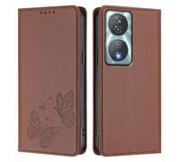 Knoowcase for Honor 90 Smart 5G/ X7b Case Butterfly Embossed Case with Card Holder Magnetic Closure Shockproof PU Leather Wallet Kickstand Full Protective Cover, Brown