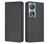 Knoowcase for Honor 90 Smart 5G/ X7b Case Butterfly Embossed Case with Card Holder Magnetic Closure Shockproof PU Leather Wallet Kickstand Full Protective Cover, Black