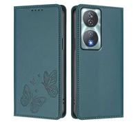 Knoowcase for Honor 90 Smart 5G/ X7b Case Butterfly Embossed Case with Card Holder Magnetic Closure Shockproof PU Leather Wallet Kickstand Full Protective Cover, Dark Green