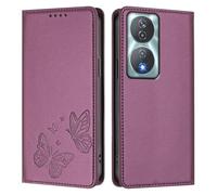 Knoowcase for Honor 90 Smart 5G/ X7b Case Butterfly Embossed Case with Card Holder Magnetic Closure Shockproof PU Leather Wallet Kickstand Full Protective Cover, Purple