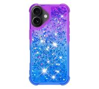 Knoowcase for iPhone 17 Case Soft TPU Silicone Shockproof Glitter Bumper Cover Floating Bling Sparkle Quicksand Protective Drop Protection Back Shell for iPhone 17 Case, Purple & Blue