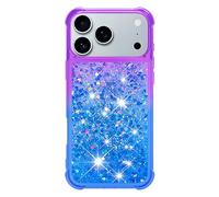 Knoowcase for iPhone 17 Pro Max Case Soft TPU Silicone Shockproof Glitter Bumper Cover Floating Bling Sparkle Quicksand Protective Drop Protection Back Shell for iPhone 17 Pro Max Case, Purple & Blue