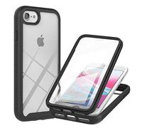 Knoowcase for iPhone SE 2022 Case iPhone SE 2020 iPhone 8 Phone Case iPhone 7 Built-in Screen Protector Shockproof Full Body Protection Rubber Bumper Stylish Clear Rugged Back Shell Cover, Black