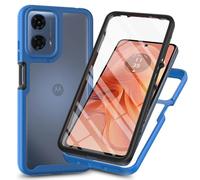 Knoowcase for Motorola Moto G35 Case Moto G35 Phone Case Built-in Screen Protector Shockproof Full Protection Rubber Bumper Clear Rugged Back Shell Cover, Blue