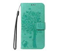 Knoowcase for Motorola MOTO G57 Power Case Shockproof Wallet PU Leather Embossed Owl Tree Bumper with Card Slots Soft Silicone Protective Kickstand Shell Case for MOTO G57 G100 2025, Green