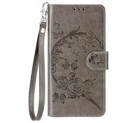 Knoowcase for Nokia C32 Case Flip Shockproof Wallet with Card Holder Butterfly PU Leather Soft Silicone Magnet Kickstand Cover for Nokia C22 Phone Case, Grey Butterfly