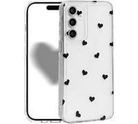 Knoowcase for Samsung Galaxy A15 5G Case Cute Heart Pattern Clear Soft TPU Shockproof Samsung A15 4G Phone Case, Slim Fit Silicone Bumper Drop-Protection Transparent Cover for Women Girls, Black Heart