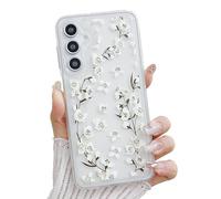 Knoowcase for Samsung Galaxy A15 5G Case Flowers Pattern Clear Soft TPU for Samsung A15 4G Phone Case Slim Fit Shockproof Silicone Transparent Bumper Shell Cover for Women Girls, White