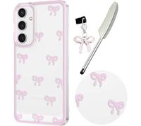 Knoowcase for Samsung Galaxy A17 5G Case Cute Bowknot Pattern Clear Soft TPU Shockproof Phone Case for Galaxy A17 4G Women Girls, Slim Fit Silicone Bumper Shell Drop-Protection Transparent Cover,Pink