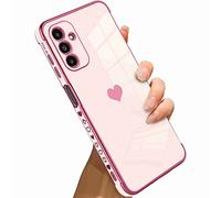 Knoowcase for Samsung Galaxy A17 5G Case for Girls Women Shockproof Flexible Silicone Bumper Cover Lens Protection Luxury Plated Gold Heart Slim Anti Scratch Galaxy A17 4G/ 5G Phone Case,Pink