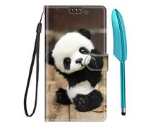Knoowcase for Samsung Galaxy A17 5G Case Shockproof Galaxy A17 4G/ A26 5G Case Wallet Flip PU Leather Silicone Protective Bumper with Card Holder Magnet Kickstand Cover & 1 Touch Pen,Panda