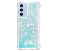 Knoowcase for Samsung Galaxy A17 Case, Galaxy A26 Case Clear Silicone Shockproof Glitter Sparkle Quicksand Floating Shiny Liquid TPU Shell for Women Girls Protective Back Cover, Silver Blue Stars