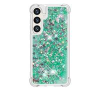 Knoowcase for Samsung Galaxy S25 FE Case Clear Silicone Case Shockproof TPU Glitter Sparkle Quicksand Floating Shiny Liquid Shell for Women Girls Full Body Protection Back Cover, Green Hearts
