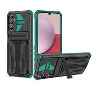 Knoowcase Samsung A14 Case Military Grade Shockproof Phone Case with Kickstand Detachable Card Holder Heavy Duty Protective Hard PC Shell Soft TPU Bumper Cover for Samsung Galaxy A14 5G/4G, Green