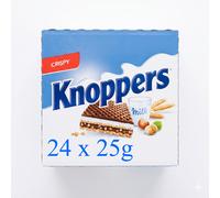 Knoppers 24 x 25g Chocolate Hazelnut Wafers - Creamy & Crunchy Snack UK