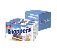 Knoppers Chocolate Hazelnut Wafers Triple Pack, Family-Sized Treats with Extra Indulgence, 25 g Packs, 3 Boxes of 24 (Total 72 Wafers)