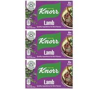 Knorr 24 Lamb Stock Cubes - 3 packs of 80g containing 8 cubes each - Packed by Black Nore Gifts