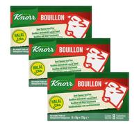 KNORR Beef Flavoured Bouillon Soup Stock Seasonsing Cubes 72g HALAL (Pack of 3)