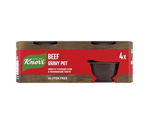 Knorr Beef Gravy Pot Gravy Free from Gluten, Artificial Colours and Preservatives Gently Cooked for a Homemade Taste 4x 28 g