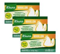 KNORR Chicken Flavoured Bouillon Soup Stock Seasonsing Cubes 72g HALAL (Pack of 3)