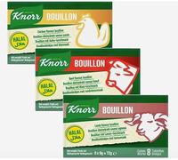 KNORR Flavoured Bouillon Soup Stock Seasonsing Cubes 72g HALAL - Beef + Chicken + Lamb (Pack of 3)