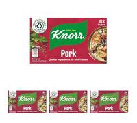 Knorr Pork Stock Cubes gluten-free to add a rich pork flavour to your dishes 8x 10 g (Pack of 4)