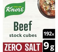 Knorr Zero Salt Beef Stock Cubes lactose- and gluten-free for delicious, zero-salt beef dishes 192x 9 g