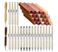 Knoruley 10 Sets of Wood Turning Pen Kit Project Supplies 7mm Slim Pen Kit with Refills and Pen Blanks Wood for Lathe Turning(Shipment Includes only The Pen but not The Wood as Shown in The Photo)