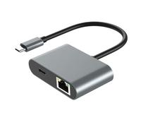 Knoruley 1000Mbps Ethernet Adapter Hub 60W PD Fast Charging Port Type-C toRJ45 2XUSB 3.0 Network Adapter forLaptop PC