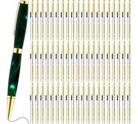 Knoruley 60pcs Twist-Out Pen Kit for Woodturn 7mm Slim Pen Bulk with Refill Pack Woodturn Projects for DIY Crafts Gold