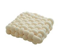 Knot Ball Pillow with Soft Velvet Short Plush Sensory Cushion Pillows Round Home Decoration Throw Knotted Handmade Cuddle Boucle Square for Sofa Bed Office Room Reading (Milky white,15*15*5in)