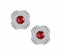 Knot Birthstone Stud Earrings for Women Mom, Genuine or Created Sparkle Round Cut Birthstone Earrings 18K White Gold Plated Solid S925 Sterling Silver Birthstone Jewelry for Women Birthday Gifts