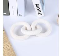 Knot & Co. Small 3-Link Wood Chain Link Coffee Table Decor, Hand Carved Modern Boho Decorative Wood Knot for Farmhouse Living Room Shelf