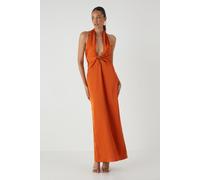 Knot Detail Satin Maxi Dress MissPap Orange 8