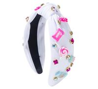 Knot Headband:13*17cm wide knotted headband,5.12-6.69 inch non-slip fabric rhinestone accessory,with charm