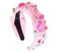 Knot Headband:13*17cm wide knotted headband,5.12-6.69 inch non-slip fabric rhinestone accessory,with charm