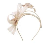 Knot Headband for Going to Work, Versatile Bridal and Feather Hair Accessory (Khaki, One Size)