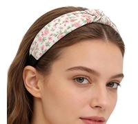 Knot Headband for Women Fabric Flower Printed Knotted Wide Non Slip