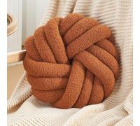 Knot Pillow - 14 Inch Decorative Round Throw Pillows Soft Plush Knotted Ball Cushion Pad Plushie Toy Home Decor for Bed Couch Sofa Chair Floor Living Room Car Nordic Lounge Pillow (Brown)