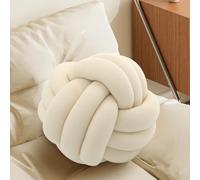 Knot Pillow Ball-Shaped Decorative Throw Pillows,Ivory 20cm Cute Couch Cushion Knotted Plush Pillow Suitable for Living Room Bed Decoration Handmade Braided Throw Pillows