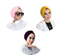 Knot Turban for Women, Breathable Instant Turban|Standard Size Stretchable Non-Slip Cotton|Pre-tied Scarf, Hijab Cap&Undercap, Assorted-10, Standard