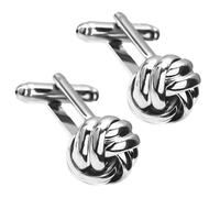 Knot Twisted Cufflinks, Classic Silver Men's Cuff Links in Gift Box Fashion French Tuxedo Shirt Knot Metal Alloy Accessories for Wedding Business Present Father Grandfather Groom Husband