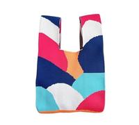 Knot Wrist Bag Fashion Handmade Knitted Handbag Casual Color Plaid Tote Bag Reusable Shopping Bags Women Mini Knot Wrist Bag For Parties(Cloor-01)